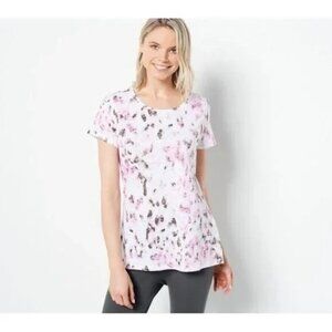 Belle by Kim Gravel Slub Knit Safari Short Sleeve T Shirt Womens XXS Lilac NEW